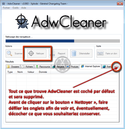 AdwCleaner - Progression d'une phase de suppression
