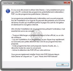 AdwCleaner donne quelques conseils