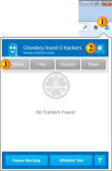 Atteindre le paramétrage des options de Ghostery - 3
