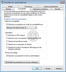 Passer l'installeur de Spybot Search and Destroy en compatibilité 32 bits avec droits administratifs