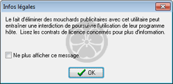 Avertissement - Certaines applications pourraient ne plus fonctionner après éradication de leur parasite