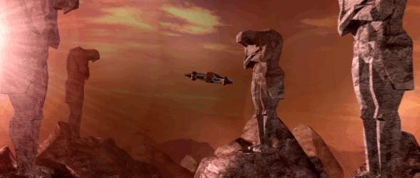 Star Wars - Kotor 2 - TSL - L'Ebon Hawk arrive à la surface de Korriban