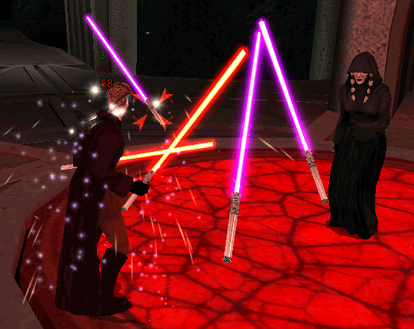 Second combat contre Kreia, au-dessus du Noyau de Trayus - Kréia et ses sabres flottants