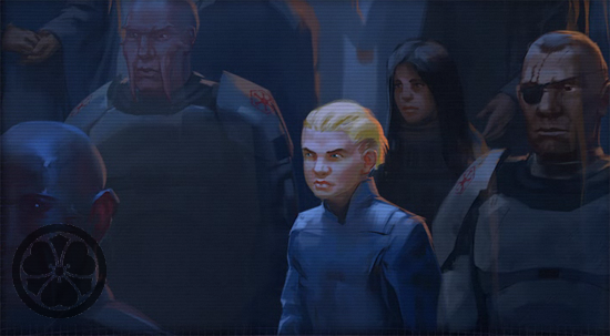 Odile Vaikan enfant au millieu d'hybrides Siths réfugiés