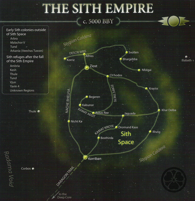 Age d'or des Sith - Carte galactique - Empire Sith vers 5000 BBY